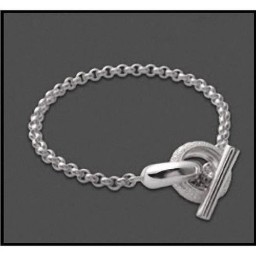 Bracelet Jaseron Argent Massif 925/1000 Rhodié Zirconium