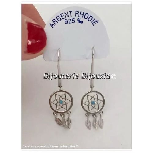 Boucles D'oreilles Attrape Rêve Pierre Argent Massif