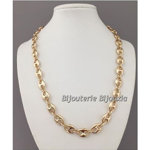 Chaîne Extra Large Grain De Café 60cm En Plaqué Or 18 Carats Bijoux Homme