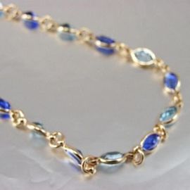 Collier Cristal Bleu Plaqué Or 18 Carats Bijoux Femme - Bijouxia - Collier - Cristaux Swarovski Elements