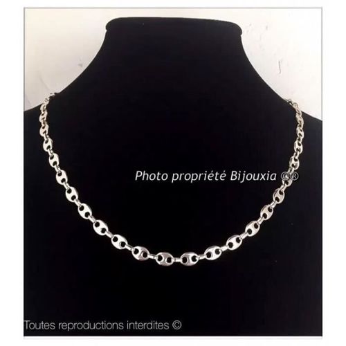 Chaîne Grain De Café En Argent Massif 925 - Bijouxia - 50cm - Maille Grain De Café