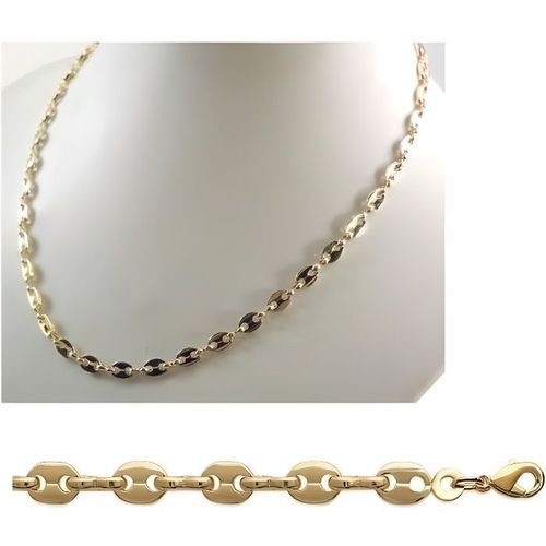 Chaîne Grain De Café - Bijouxia - Plaqué Or 18 Carats - 50cm X 4mm - Certificat D'authenticité