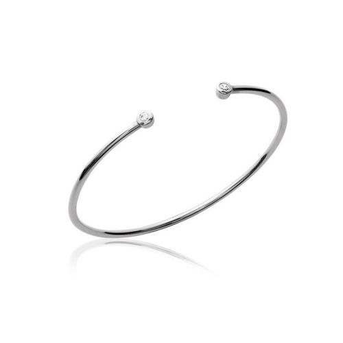 Bracelet Jonc Ajustable Zirconium-Argent 925/1000-Bijoux - Bijouxia - Femme - Oxyde De Zirconium
