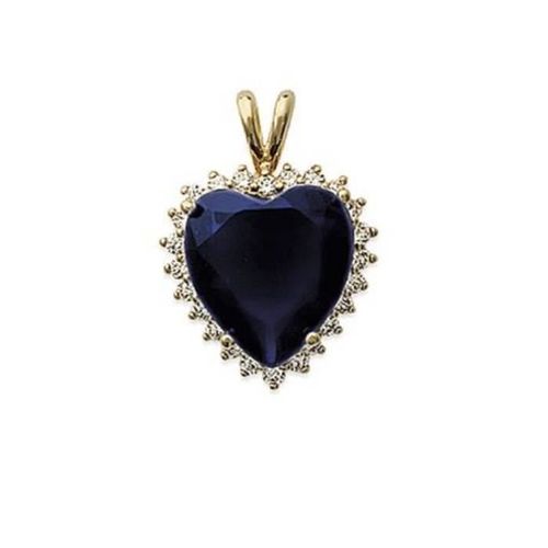 Pendentif - Bijouxia - C¿Ur Pierre Bleue Saphir - Plaqué Or 18 Carats - Zirconium
