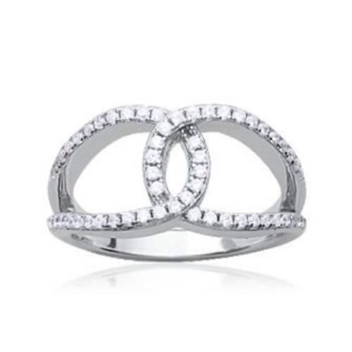 Bague Cz Zirconium - Entrelacée - Argent Massif - Femme - Taille 52