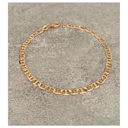 Bracelet - Bijouxia - Maille Marine Plate Diamantée - Plaqué Or 18 Carats