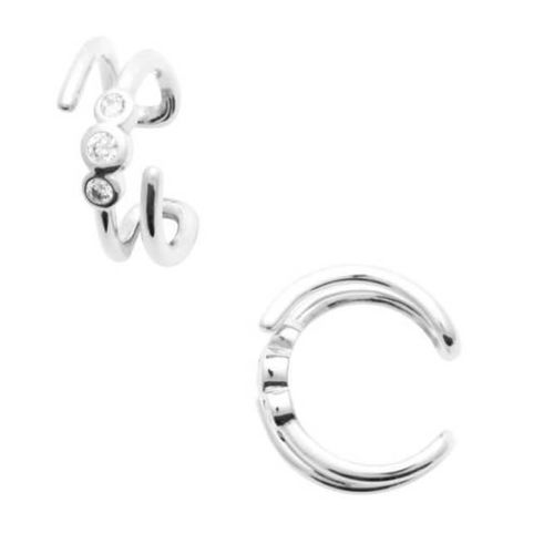 Boucles D'oreilles - Bijouxia - Cartilage - Argent Massif - 3 Cristaux Zirconium