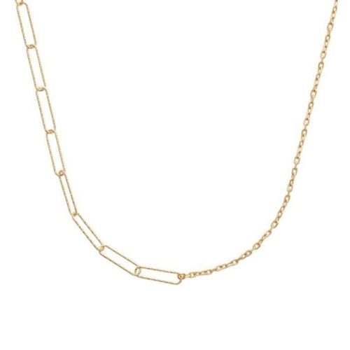 Collier - Bijouxia - Deux Mailles Différentes - Plaqué Or 18 Carats - Longueur 45 Cm - Largeur 5 Mm