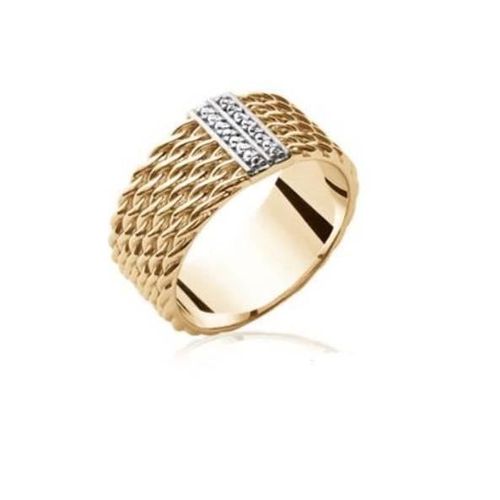 Bague Tressée - Bijouxia - Plaqué Or - 16 Cristaux Zirconium - Bijoux Femme
