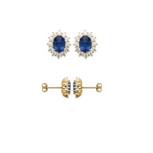 Boucles D'oreilles Marquise Saphir Zirconium Plaqué Or 18k - Bijouxia - Pendant - Crochet