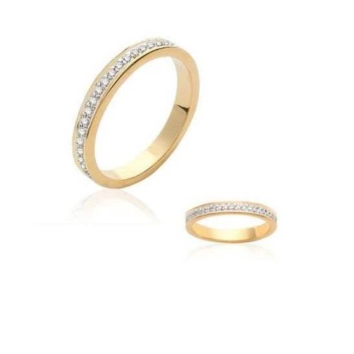 Bague - Bijouxia - Empierrée Microserti Cristaux Zirconium - Plaqué Or 18 Carats - Tailles 50 À 60