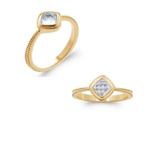 Bague Cristal Cz Aigue Marine Plaqué Or 18 Carats 750/000 Tailles Choix 50