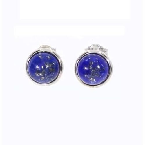 Boucles D'oreilles Puces Lapis Lazuli & Argent Massif Rhodié 925/1000 - Bijouxia - Clou - Puce