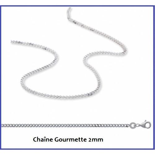 Chaîne En Argent Massif 925/1000 Rhodié - Bijouxia - Gourmette 2mm - Longueur 45cm - Poids 5,30g
