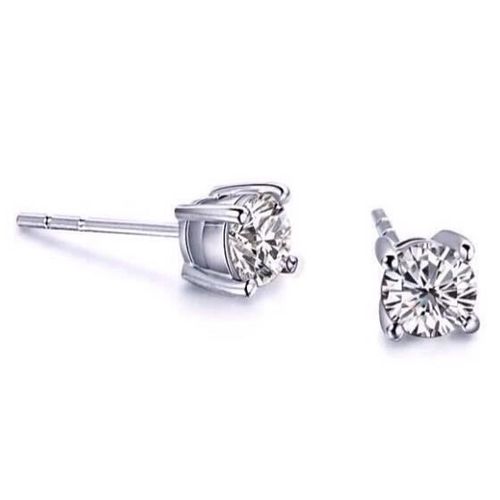 Boucles D'oreilles Argent Massif 925/000 Rhodié - Bijouxia - Puce Zirconium 4mm
