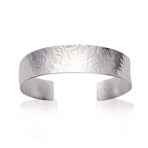 Bracelet Jonc Manchette En Argent Massif Rhodié 925/1000