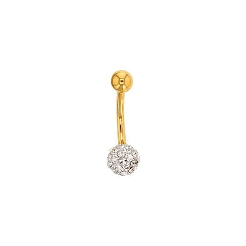 Piercing De Nombril En Or 750/1000 Orné D'une Boule En Cristal - Bijou Corps