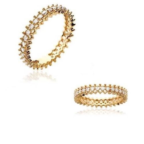 Bague Empierrée En Plaqué Or 18 Carats Et Oxyde De Zirconium 58