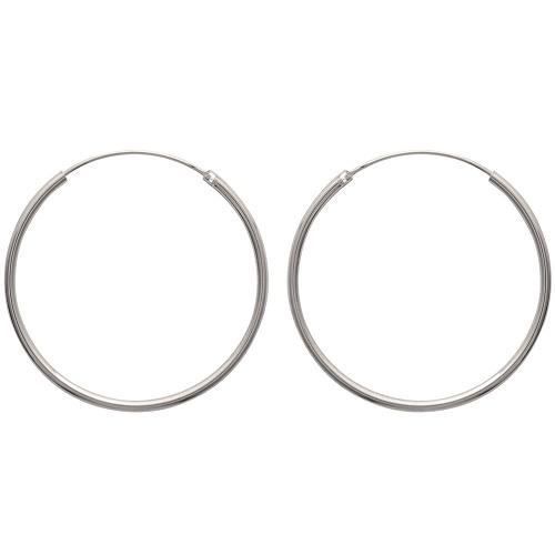 Boucles D'oreilles Créoles - Bijouterie Bijoux - Argent Massif 925/1000 - Diamètre 4cm