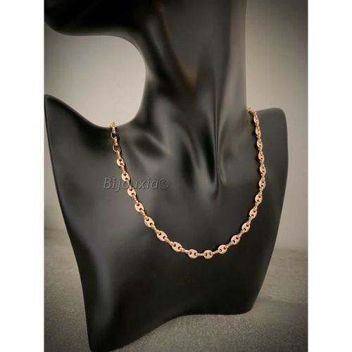 Chaîne Grain De Café 4mm X 50 Cm Plaqué Or 18 Carats Garanti 10 Ans