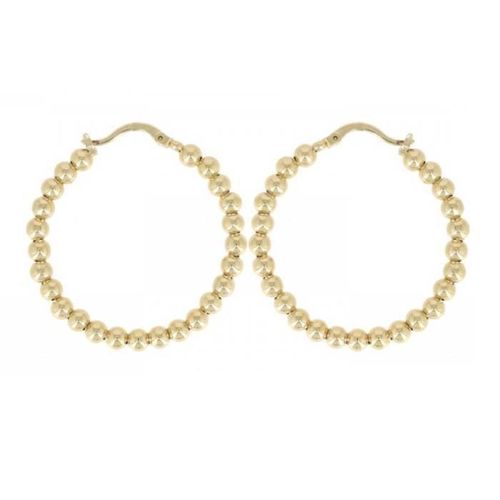 Créoles Contour Boules Diamètre 4,5cm Plaqué Or 18 Carats