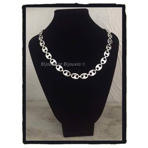 Chaîne Homme Extra Large Grain De Café 50cm X 1,2 Cm Argent Massif - Bijouxia - Bijoux - Argenté - Homme