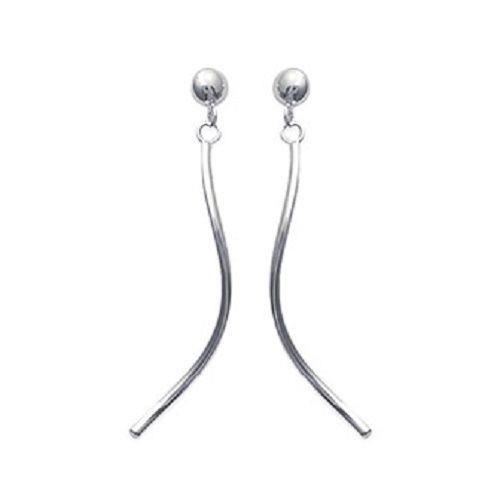 Boucles D'oreilles En Argent Massif 925/000 Rhodié - Bijouxia - Tige Ondulée - Oxyde De Zirconium - Clou - Puce