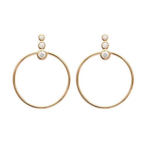 Boucles D'oreilles Cercle Pendant Serti Oxyde De Zirconium Plaqué Or 18 Carats - Bijouxia - Crochet