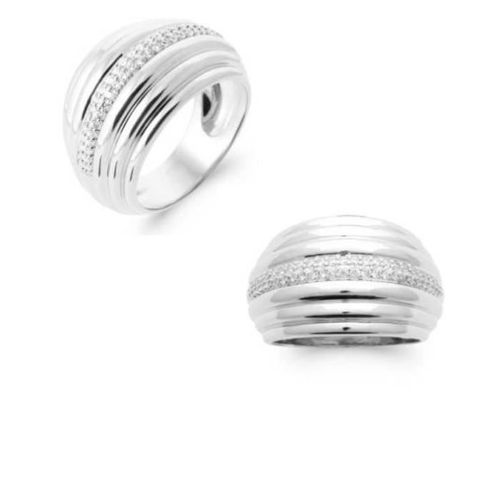 Bague - Bijouxia - Double Rangs Empierré - Oxyde De Zirconium - Argent Massif 925