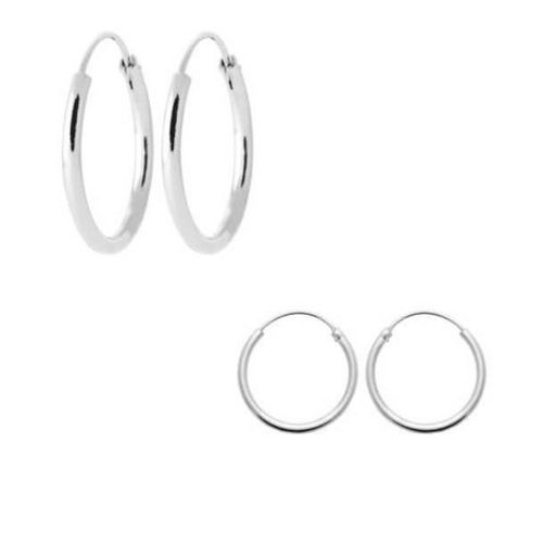 Créoles Lisses Diamètre 2cm En Argent Massif 925/1000 Rhodié
