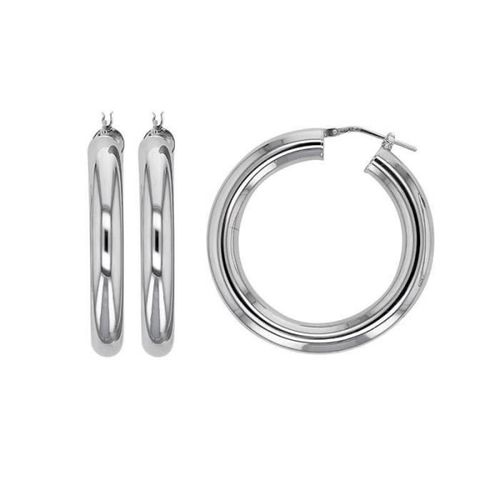Créoles Tubes Épaisses Diamètre 4cm En Argent Massif 925/000 Rhodié
