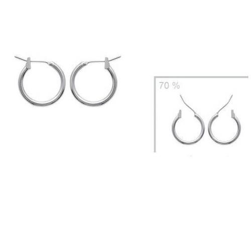 Boucles D'oreilles Créoles 1,4cm Fil 2mm En Argent Massif 925/1000 Mixte