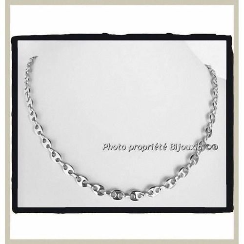 Chaîne Maille Grain De Café - Bijouxia - 50cm X 6mm - Argent 925/1000 Rhodium Haute Qualité