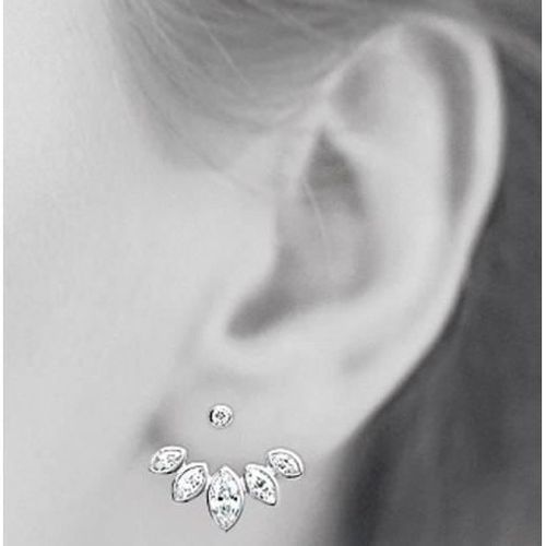 Boucles D'oreilles Lobes Cristal Zirconium Blanc En Argent Massif Rhodié 925 - Bijouxia - Clou - Puce