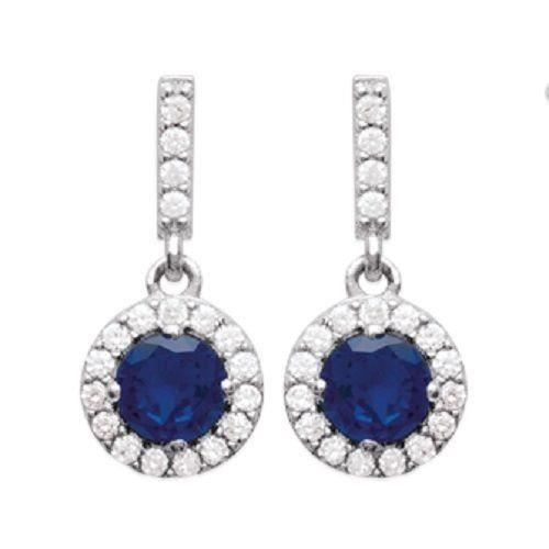Boucles D'oreilles Pendantes Cz Saphir Zirconium Argent 925/1000 Bijoux Femme - Bijouxia - Pendant - Crochet