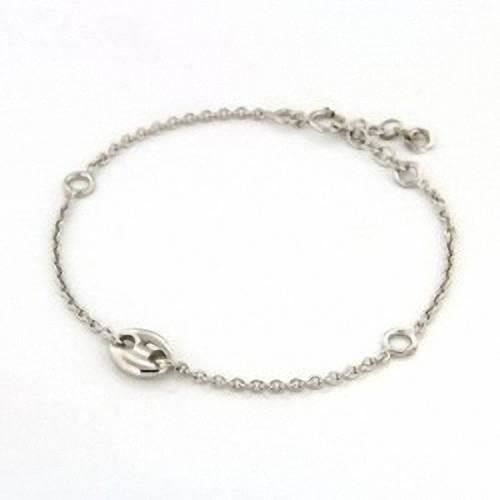 Bracelet Chaîne Maille Forçat Avec Grain De Café En Argent 925/000 - Poinçonné - Bijouxia - Bracelet Mixte
