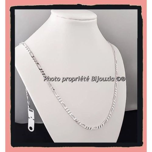 Chaîne - Bijouxia - Maille Figaro Diamantée - Argent Massif 925/1000 - Rhodié