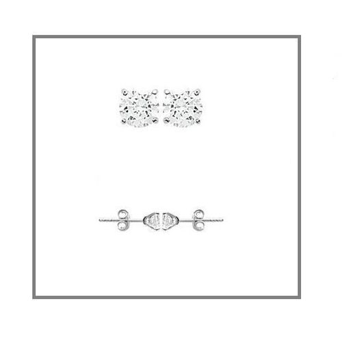 Boucles D'oreilles En Argent Massif 925/000 Rhodié Avec Zirconium - Bijouxia - Puces 5mm