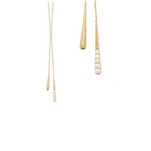 Collier - Bijouxia - Gouttes D'eau Pendantes - Plaqué Or 18 Carats - Zirconium - 45 Cm