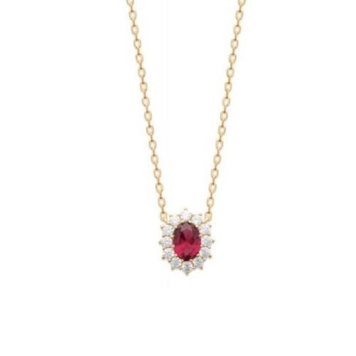 Collier - Bijouxia - Pendentif Marquise - Cristal Rouge Rubis - Plaqué Or 18 Carats - 45 Cm