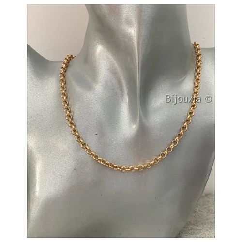 Collier Maille Jaseron - No Name - Plaqué Or 18 Carats 750/1000 - 45 Cm X 4 Mm - Doré