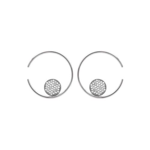 Boucles D'oreilles Originales Créoles Ronde Oxyde De Zirconium Argent Massif