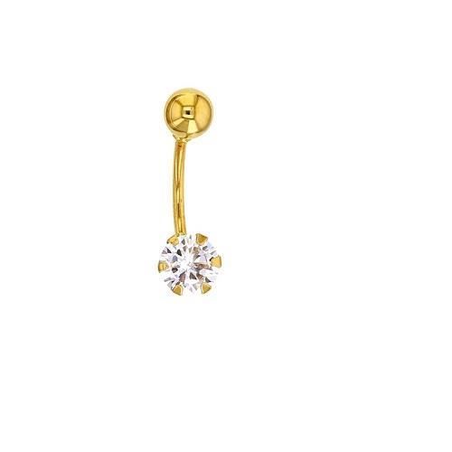 Piercing De Nombril En Or 750/1000 Avec Oxyde De Zirconium 6 Mm - Bijou Corps