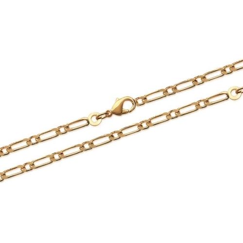 Chaîne 50cm Maille Alternée Figaro Plaqué Or 18 Carats