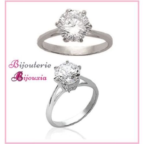 Bague Solitaire Zirconium Argent Massif 925/1000