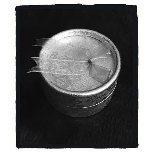 Boîte Cartonnée - Non Spécifié - N¿Ud Ruban - Argenté - Ronde - Intérieur Noir