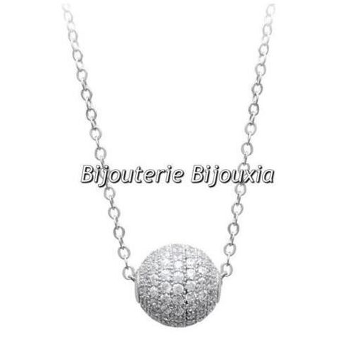 Collier Charms - Bijouxia - Perle Microserti Cristal Zirconium - Argent Massif 925/1000 Rhodié - Femme