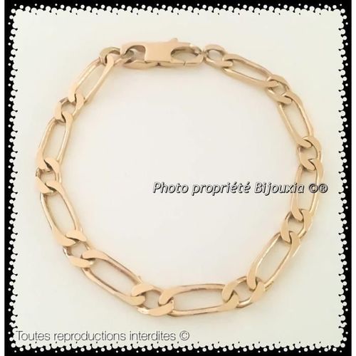 Bracelet Maille Figaro - Bijouxia - Plaqué Or 18 Carats - Diamant - Homme - 21 Cm