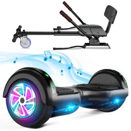 Hoverboard 6,5" + Hoverkart, Batterie 24v/2.6ah, Vitesse Maximale 8km/H, Musique Bluetooth, Autonomie 7-8km, Noir
