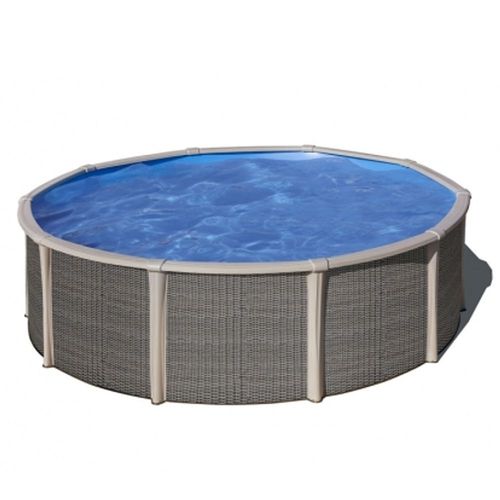 Kit piscine hors sol fusion acier aspect rotin ronde - Ø 4.80 m x h.1.35 m